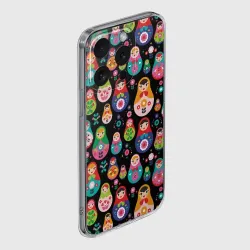 Чехол для iPhone 15 Pro силиконовый с защитой камеры Матрешки - фото 2