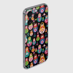 Чехол для iPhone 15 Pro силиконовый с защитой камеры Матрешки - фото 2