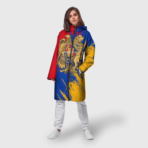 Женский дождевик 3D Герб и флаг Армении, цвет белый - фото 3