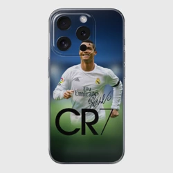 Чехол для iPhone 15 Pro силиконовый с защитой камеры Криштиану Роналду #3