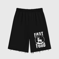 Женские шорты oversize футер хлопок Fast food олень в прицеле