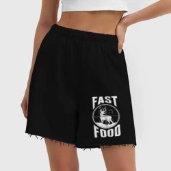Женские шорты oversize футер хлопок Fast food олень в прицеле - фото 2