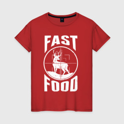 Женская футболка хлопок Fast food олень в прицеле