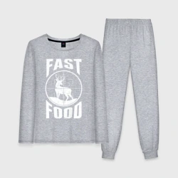 Женская пижама с лонгсливом хлопок Fast food олень в прицеле