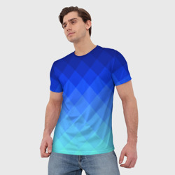 Мужская футболка 3D Blue geometria - фото 2