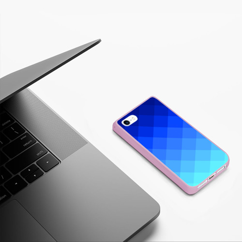 Чехол для iPhone 5/5S матовый Blue geometria, цвет розовый - фото 5