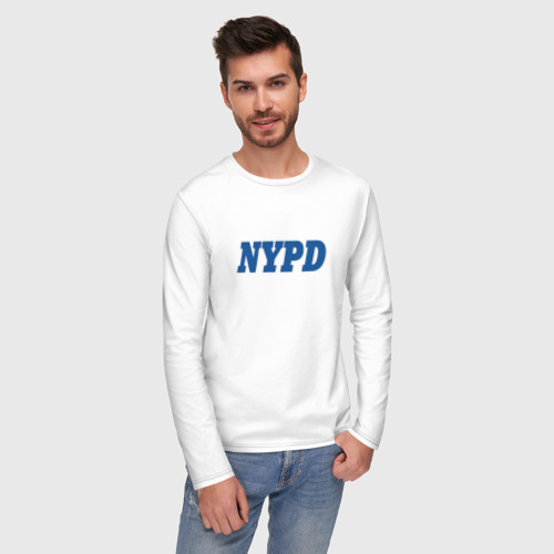 Мужской лонгслив хлопок NYPD, цвет белый - фото 3