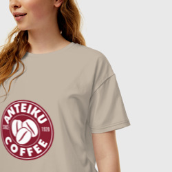 Женская футболка хлопок Oversize Anteiku coffee - фото 2