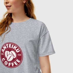 Женская футболка хлопок Oversize Anteiku coffee - фото 2