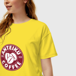 Женская футболка хлопок Oversize Anteiku coffee - фото 2