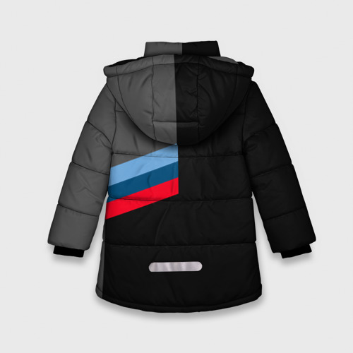 Зимняя куртка для девочек 3D с принтом BMW БМВ, вид сзади #1