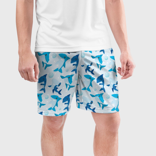 Мужские шорты спортивные Акулы, цвет 3D печать - фото 3