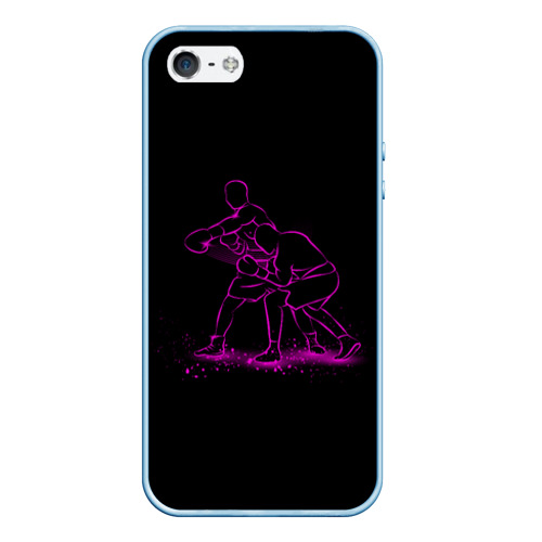 Чехол для iPhone 5/5S матовый Neon boxing, цвет голубой