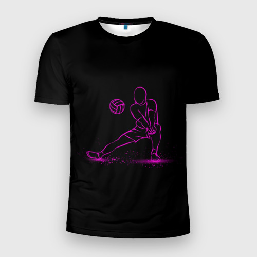 Мужская футболка 3D Slim Volleyball in neon
