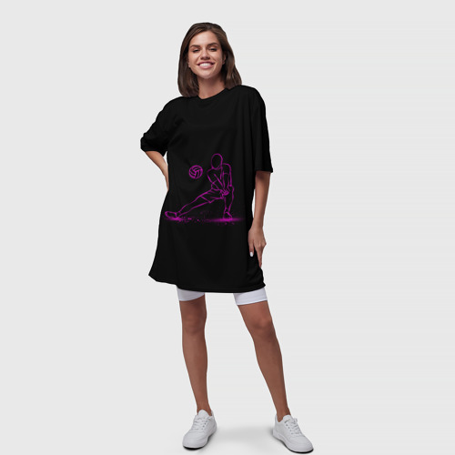 Платье-футболка 3D Volleyball in neon, цвет 3D печать - фото 5