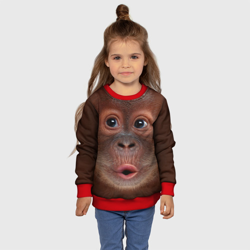 Детский свитшот 3D с принтом Орангутанг BigFace, фото #4