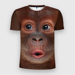 Мужская футболка 3D Slim Орангутанг BigFace