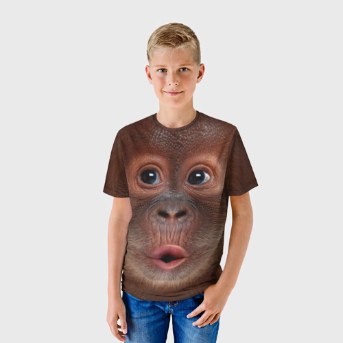 Детская футболка 3D с принтом Орангутанг BigFace, фото на моделе #1