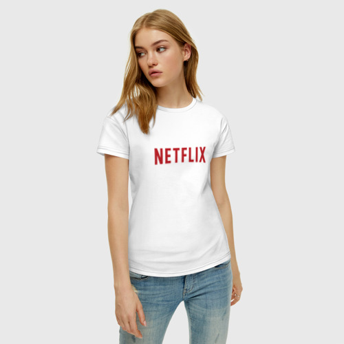 Женская футболка хлопок Netflix, цвет белый - фото 3