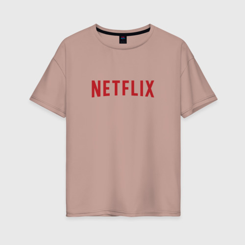 Женская футболка хлопок Oversize Netflix, цвет пыльно-розовый