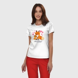 Женская пижама с белой футболкой хлопок Мама - фото 2