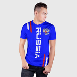 Мужская футболка 3D Slim Russia надпись и герб - фото 2