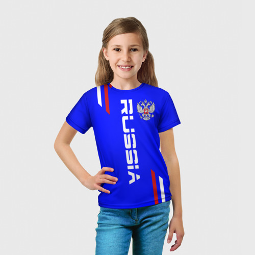 Детская футболка 3D Russia надпись и герб, цвет 3D печать - фото 5