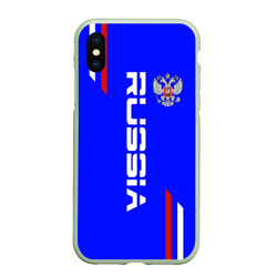 Чехол для iPhone XS Max матовый Russia надпись и герб