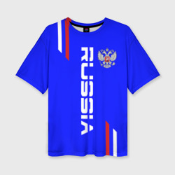 Женская футболка oversize 3D Russia надпись и герб