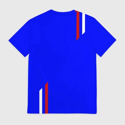 Мужская футболка 3D с принтом Russia надпись и герб, вид сзади #1