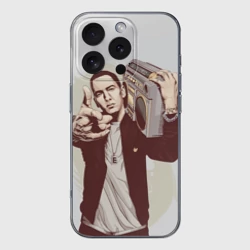 Чехол для iPhone 16 Pro Max силиконовый с защитой камеры Eminem Art