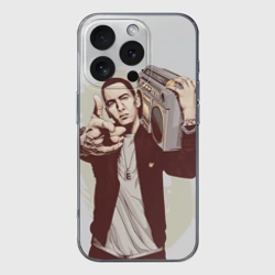 Чехол для iPhone 16 Pro силиконовый с защитой камеры Eminem Art