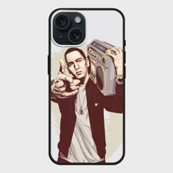 Чехол силиконовый для Apple iPhone 15 матовый Eminem Art