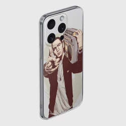 Чехол для iPhone 15 Pro силиконовый с защитой камеры Eminem Art - фото 2
