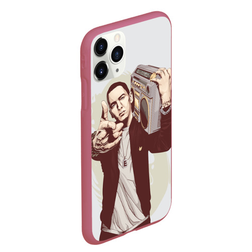 Чехол для iPhone 11 Pro Max матовый Eminem Art, цвет малиновый - фото 3