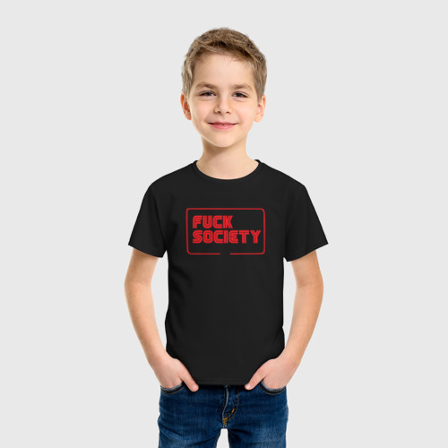 Детская футболка хлопок F Society, цвет черный - фото 3