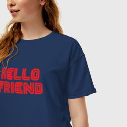 Женская футболка хлопок Oversize Hello Friend - фото 2