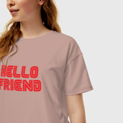 Женская футболка хлопок Oversize Hello Friend - фото 2