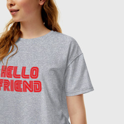 Женская футболка хлопок Oversize Hello Friend - фото 2