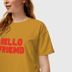 Женская футболка хлопок Oversize Hello Friend - фото 2