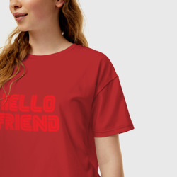 Женская футболка хлопок Oversize Hello Friend - фото 2