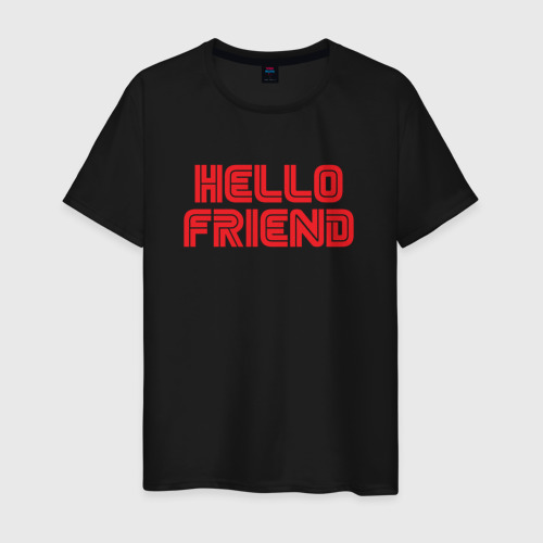 Мужская футболка хлопок Hello Friend, цвет черный