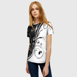 Женская футболка 3D Черно-белый узор - фото 2