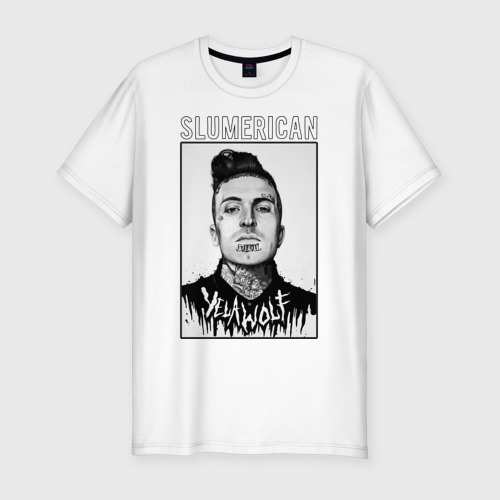 Мужская футболка хлопок Slim Slumerican IV Yelawolf, цвет белый