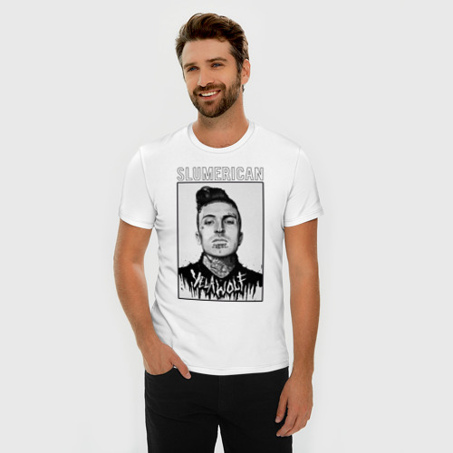 Мужская футболка хлопок Slim Slumerican IV Yelawolf, цвет белый - фото 3