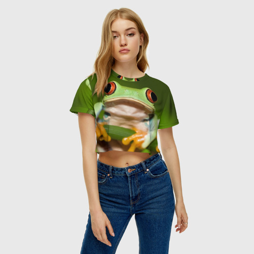 Женская футболка Crop-top 3D Лягушка, цвет 3D печать - фото 3