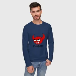 Мужской лонгслив хлопок FreeBSD демон - фото 2