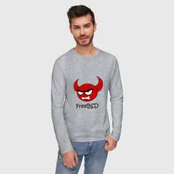 Мужской лонгслив хлопок FreeBSD демон - фото 2