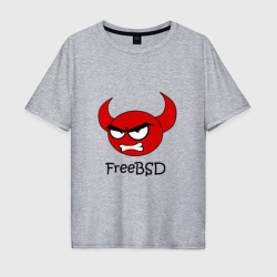 Мужская футболка хлопок Oversize FreeBSD демон