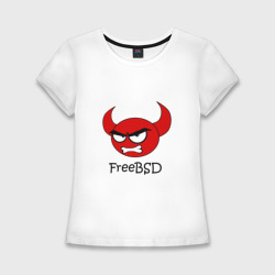 Женская футболка хлопок Slim FreeBSD демон